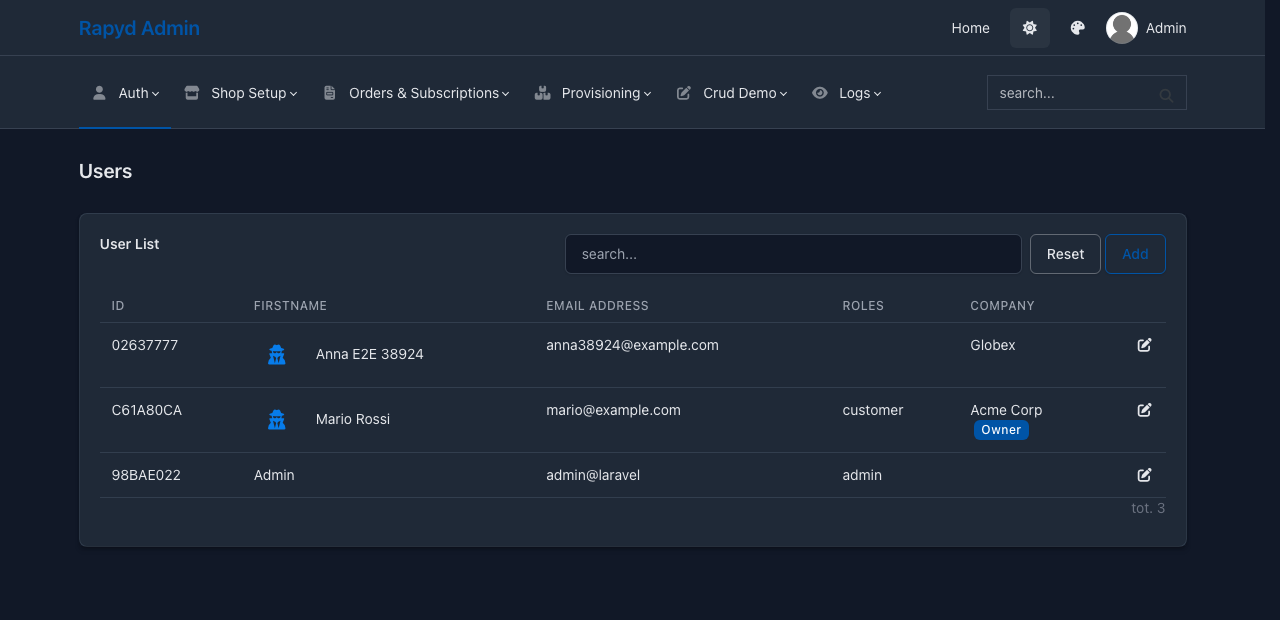 Tabler, dark mode